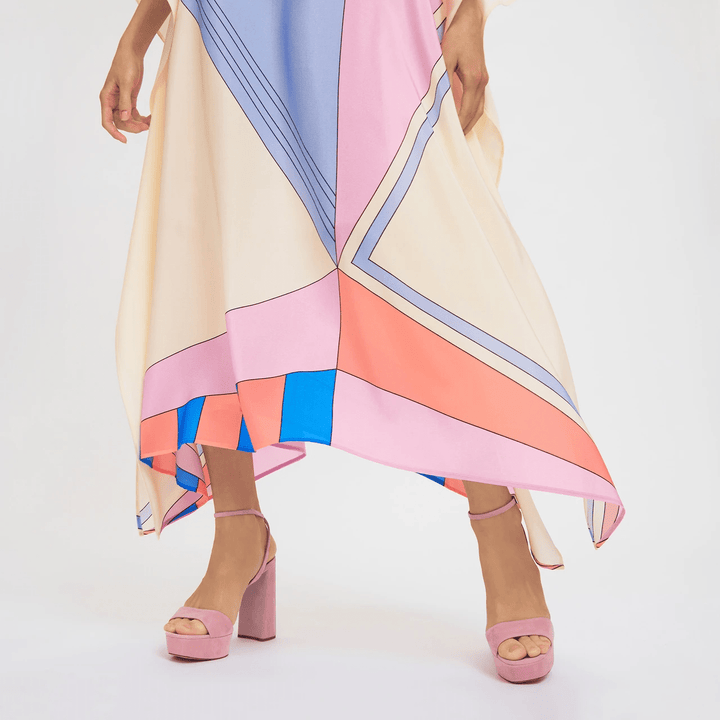 KALEIDO SILK: WOMEN'S ABSTRACT KAFTAN