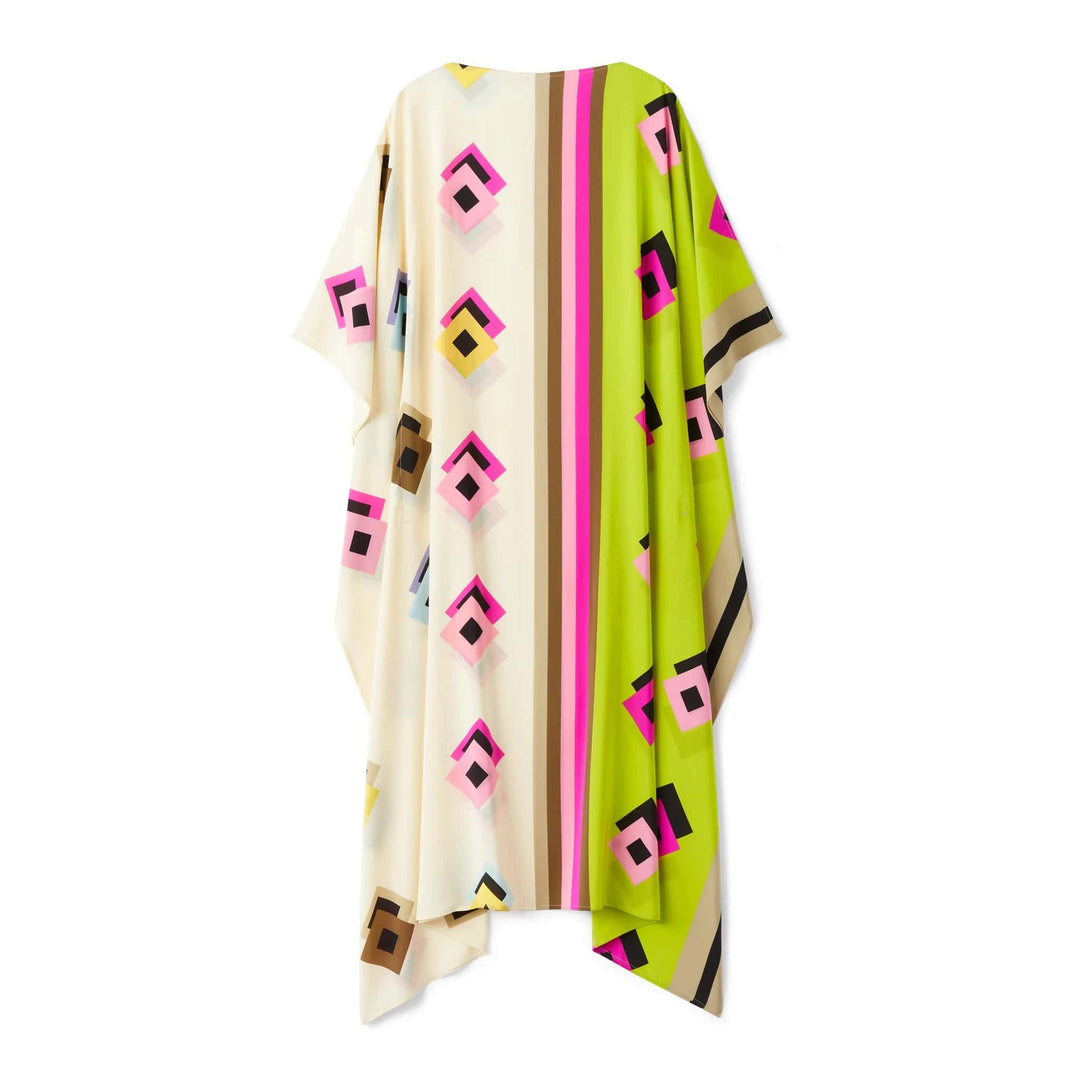 GREEN OASIS: GEOMETRIC PATTERN WOMEN'S KAFTAN