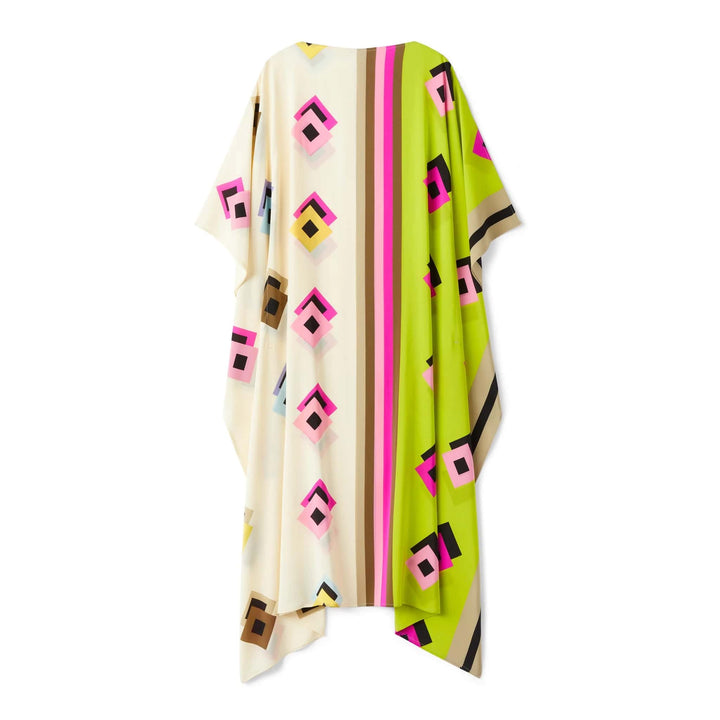 GREEN OASIS: GEOMETRIC PATTERN WOMEN'S KAFTAN