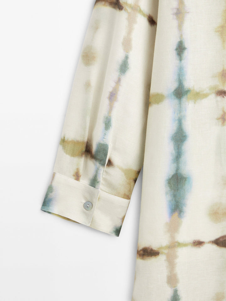 MODERN TIE-DYE MIDI SHIRT DRESS FOR WOMEN