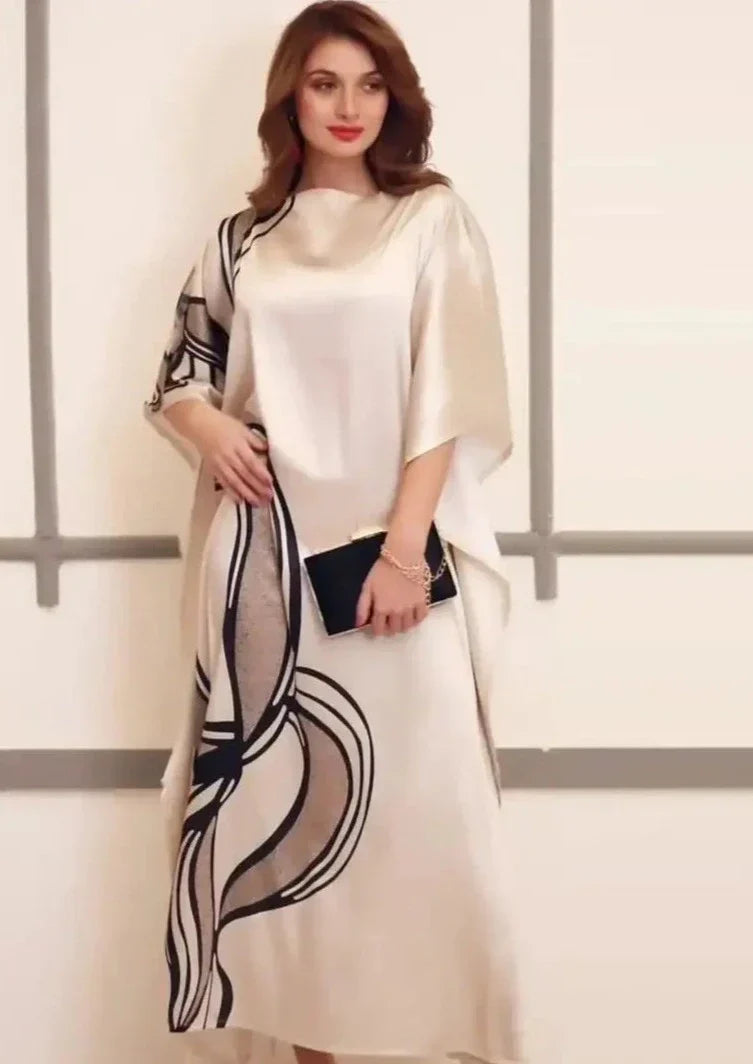 ELEGANCE SWIRL - ABSTRACT ART INSPIRED SILK KAFTAN