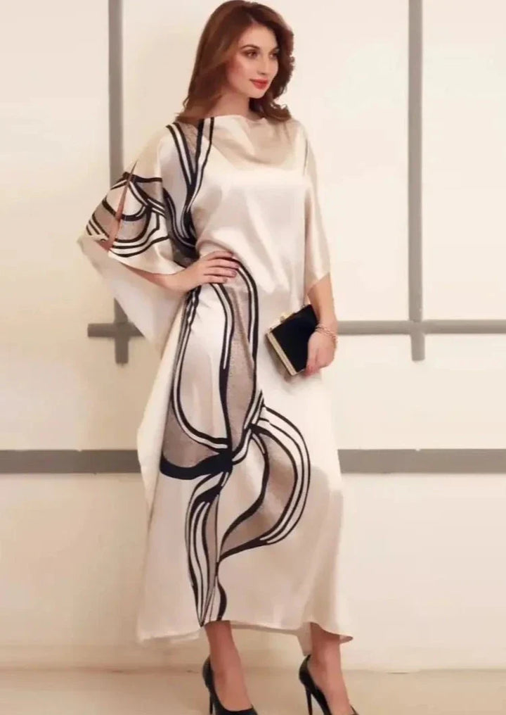ELEGANCE SWIRL - ABSTRACT ART INSPIRED SILK KAFTAN