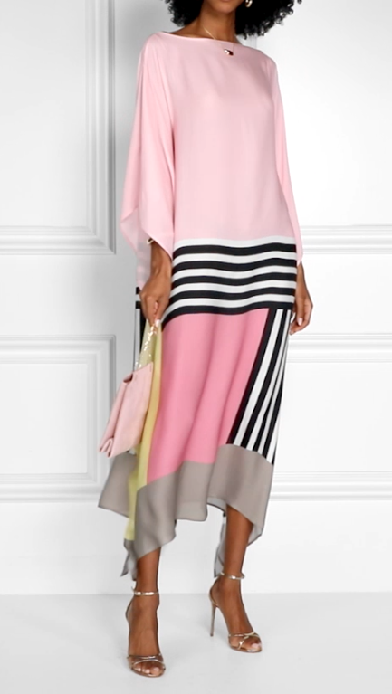 PINK ROSE SATIN SILK KAFTAN