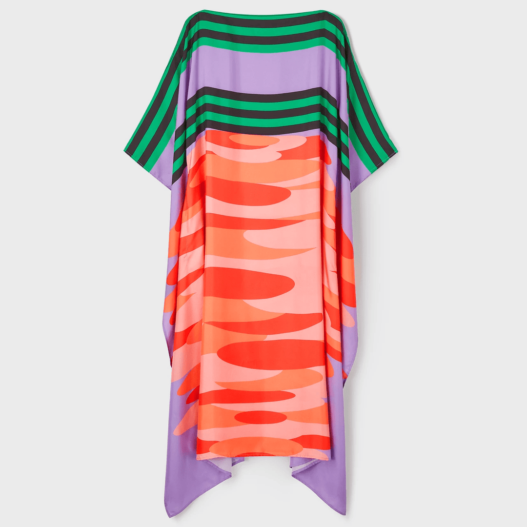 LUXURY REDEFINED: SILK KAFTAN WITH ABSTRACT FLAIR