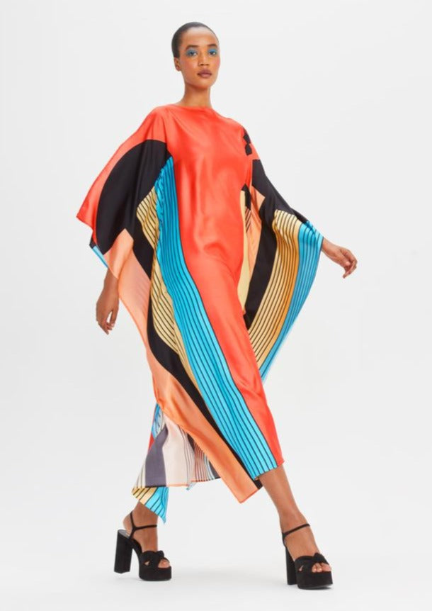 SUNSET DISCO SATIN SILK KAFTAN