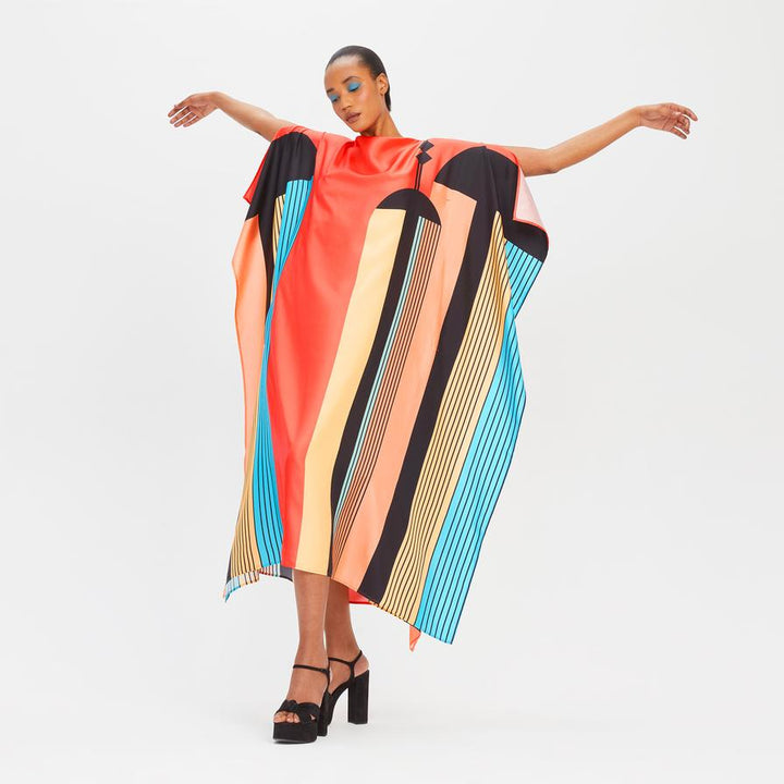 SUNSET DISCO SATIN SILK KAFTAN