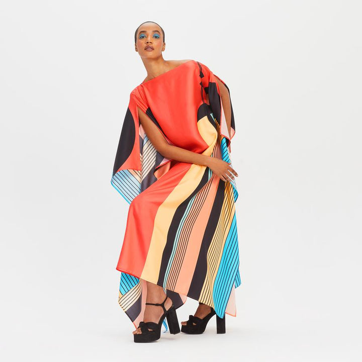SUNSET DISCO SATIN SILK KAFTAN