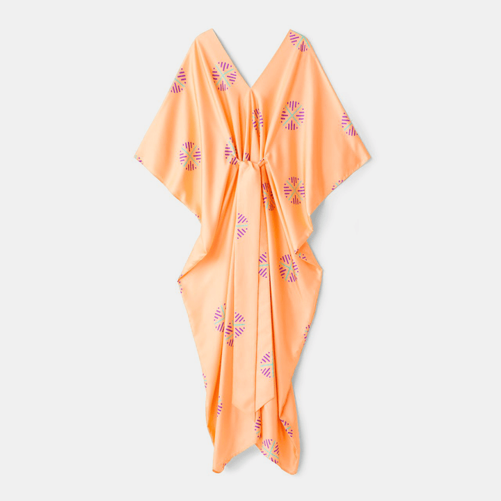 PEACH POSH: V-NECK SILK KAFTAN