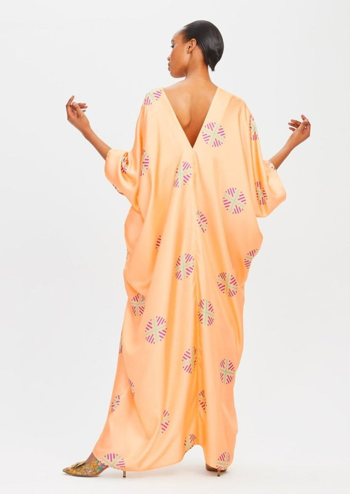 PEACH POSH: V-NECK SILK KAFTAN