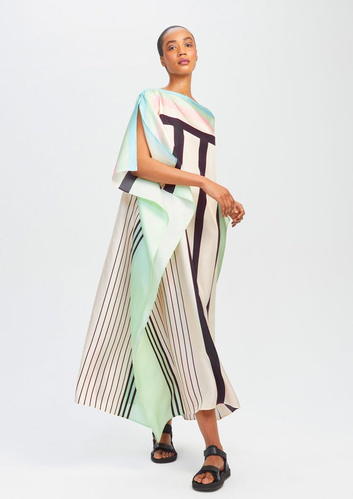 SILKEN ANGLES: PREMIUM GEOMETRIC SILK KAFTAN
