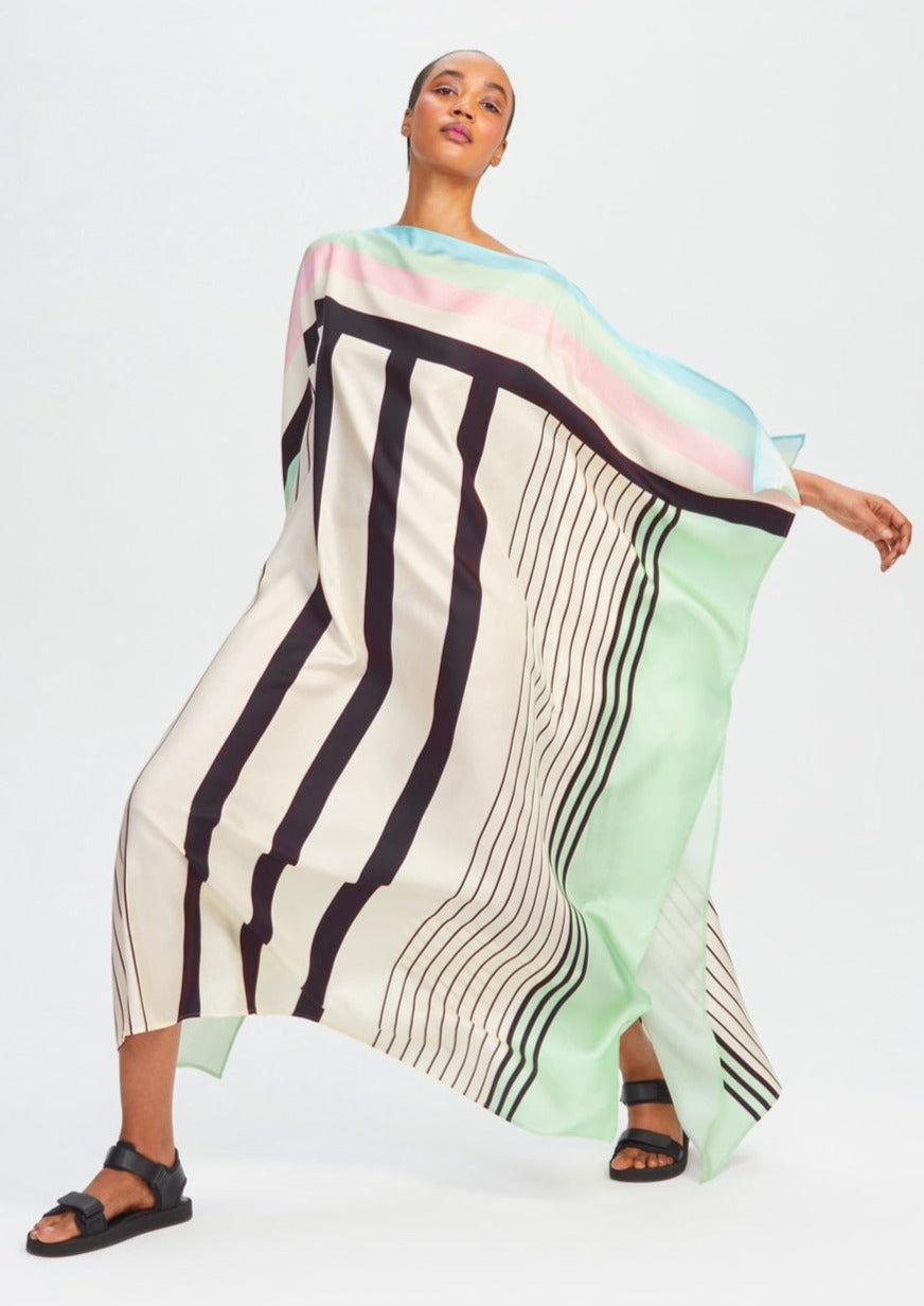 SILKEN ANGLES: PREMIUM GEOMETRIC SILK KAFTAN