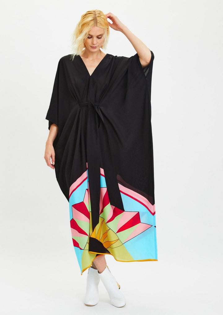 BLACK MAGIC: V-NECK WITH BELT KAFTAN