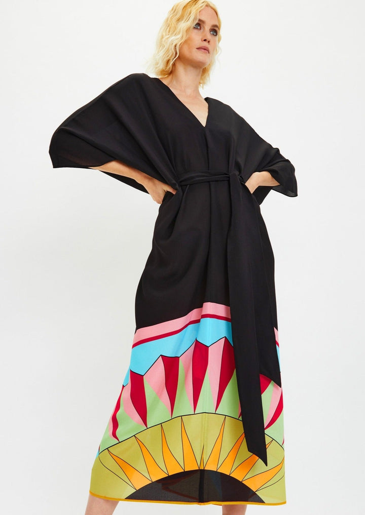 BLACK MAGIC: V-NECK WITH BELT KAFTAN