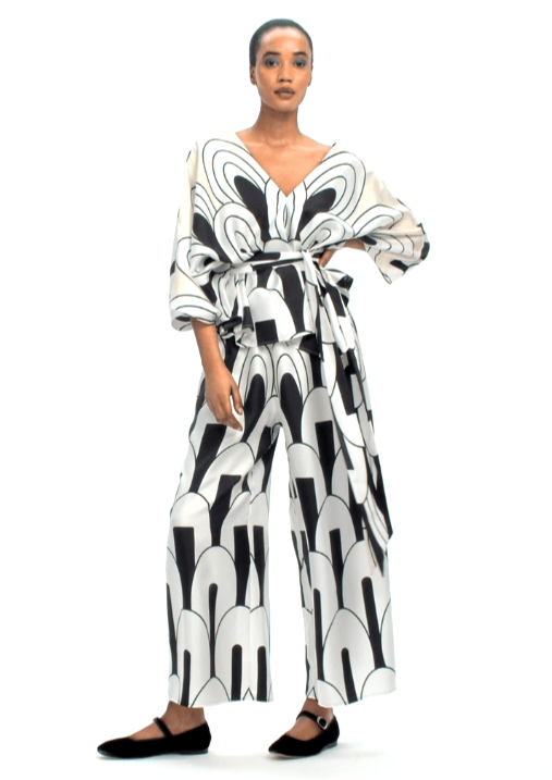 CHIARO CANVAS MONOCHROME BLOOMS: WOMENS CO-ORD SET