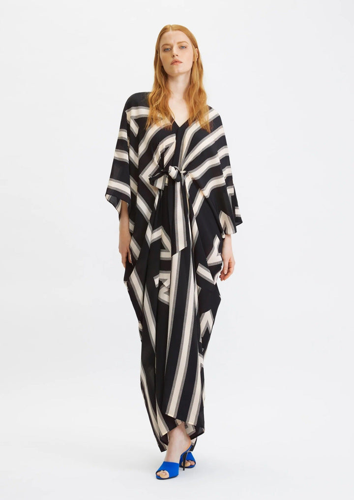 BLACK AND WHITE TRACK FRENCH MOSS KAFTAN