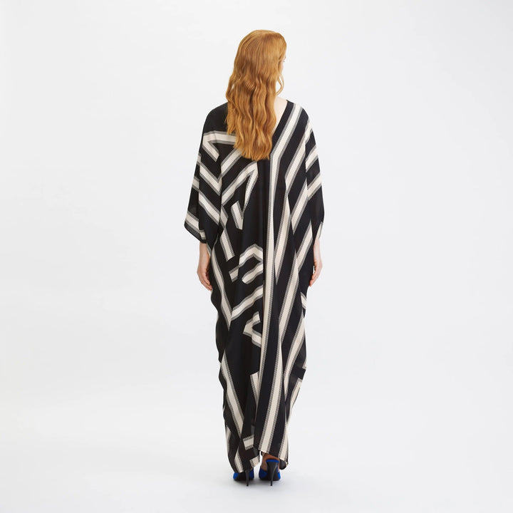 BLACK AND WHITE TRACK FRENCH MOSS KAFTAN