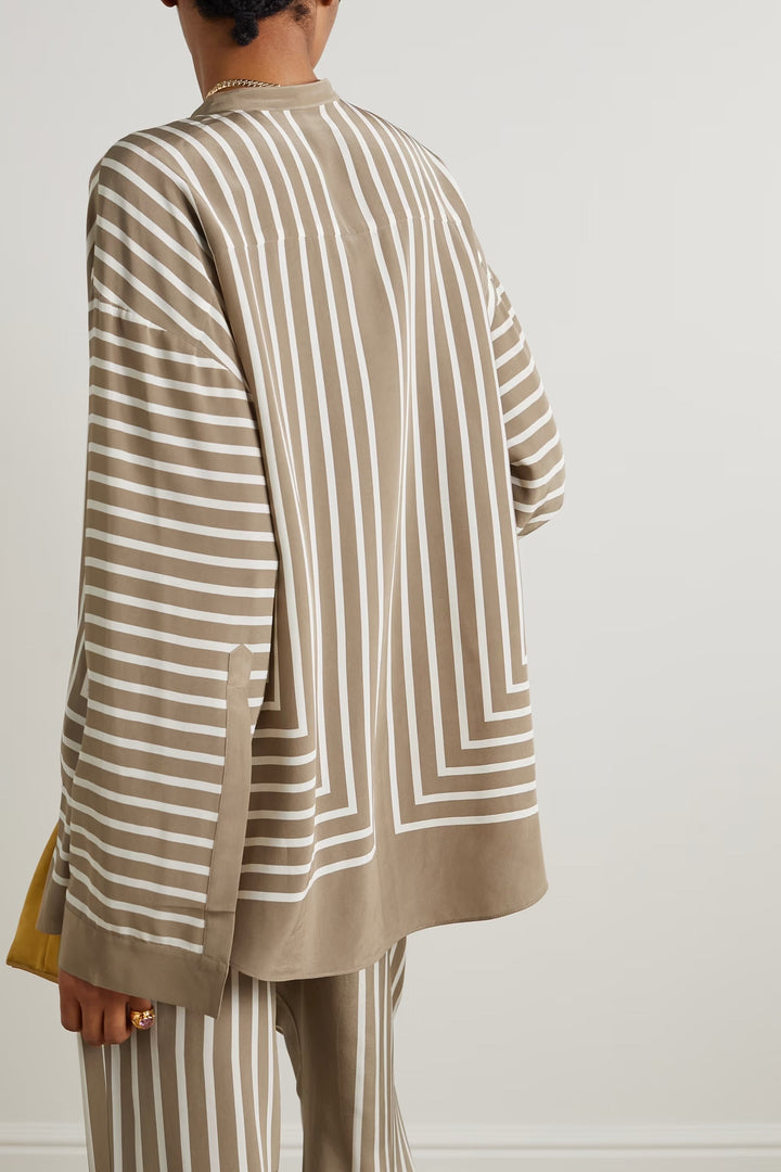 GRAPHIC STRIPE ELEGANCE PANTSUIT - MONOCHROME CO-ORD SET