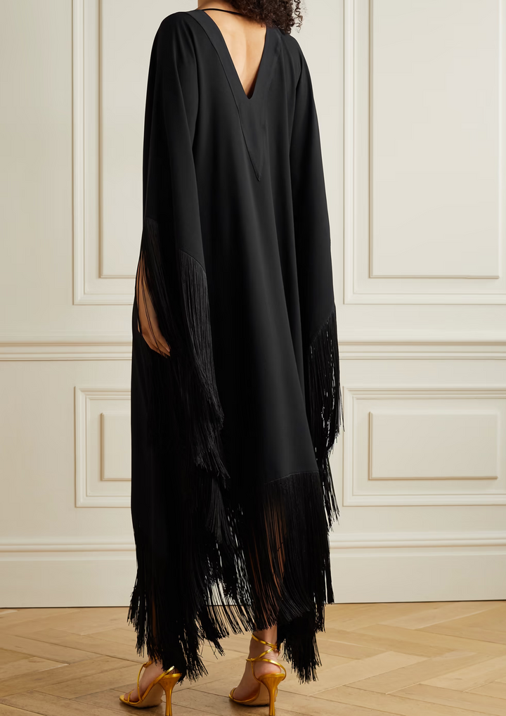 V-NECK STYLE FRINGED KAFTAN