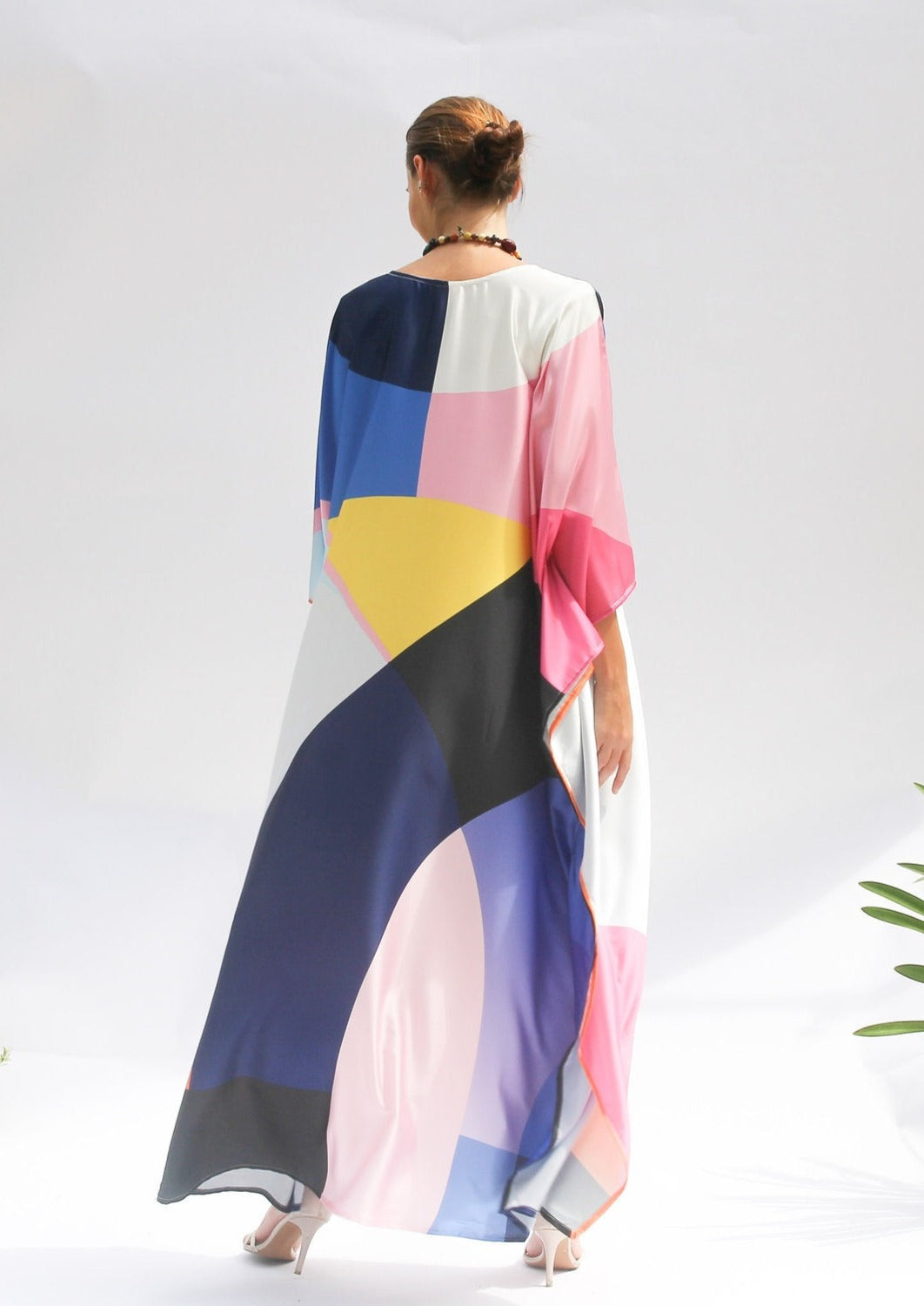 Varicolored Satin Silk Kaftan