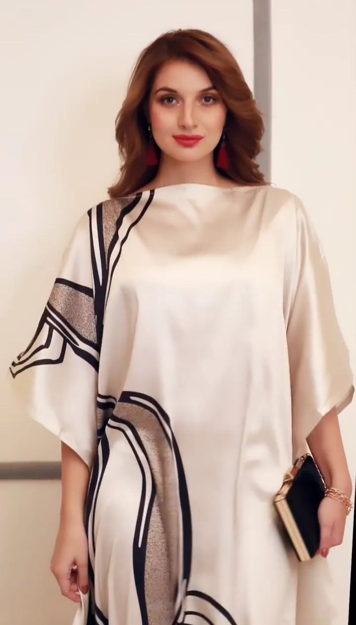 ELEGANCE SWIRL - ABSTRACT ART INSPIRED SILK KAFTAN