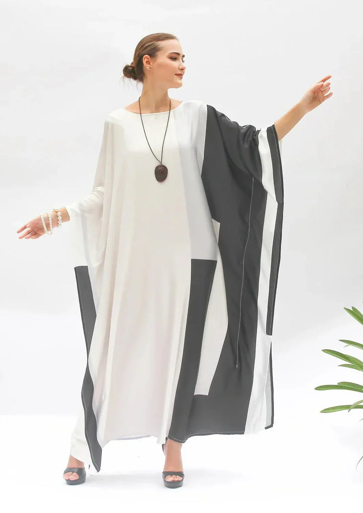 SATIN CANVAS NOIR CHIC KAFTAN