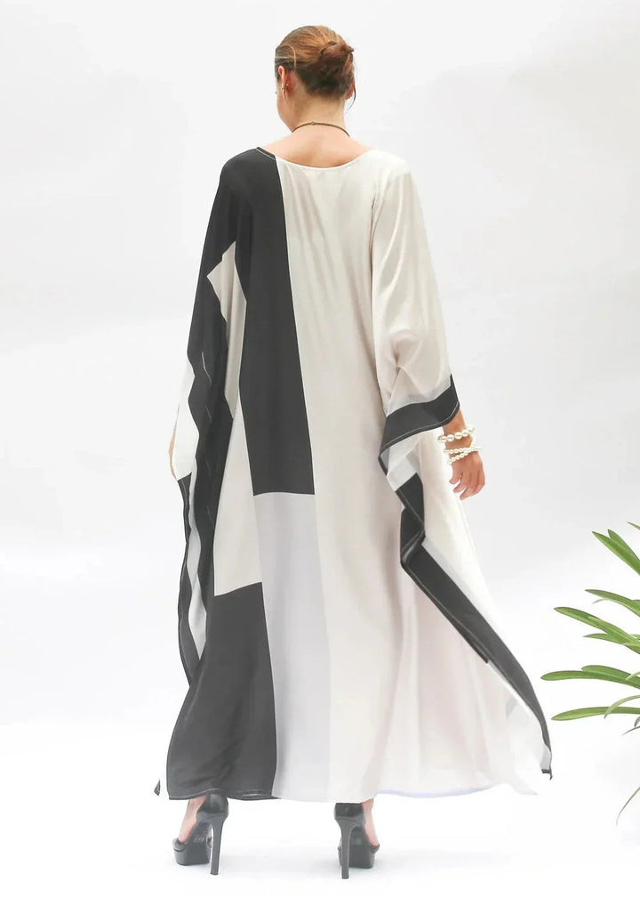 SATIN CANVAS NOIR CHIC KAFTAN