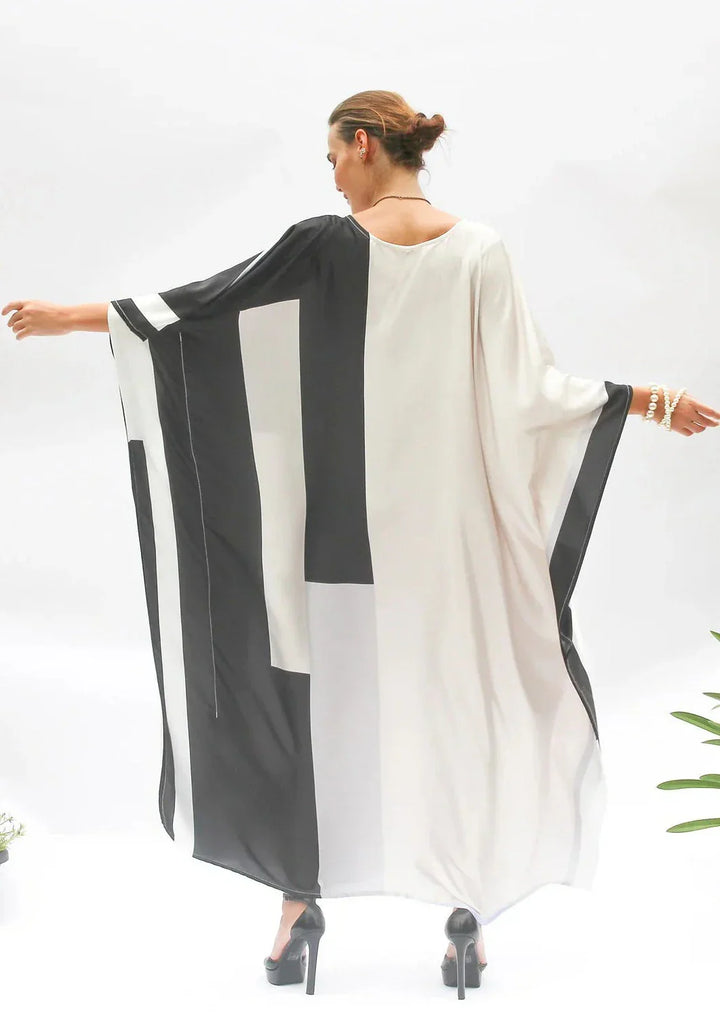 SATIN CANVAS NOIR CHIC KAFTAN