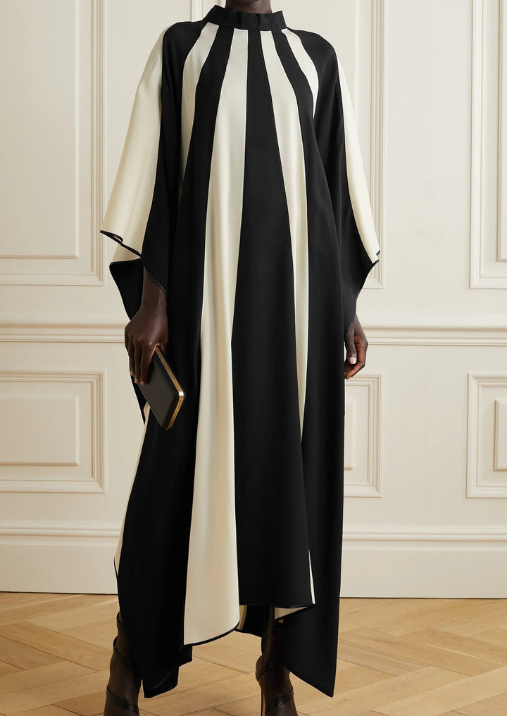 Monochrome Elegance: Satin Silk Kaftan