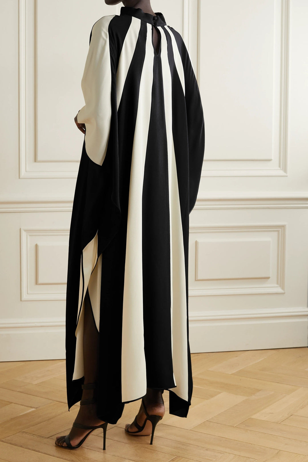 Monochrome Elegance: Satin Silk Kaftan
