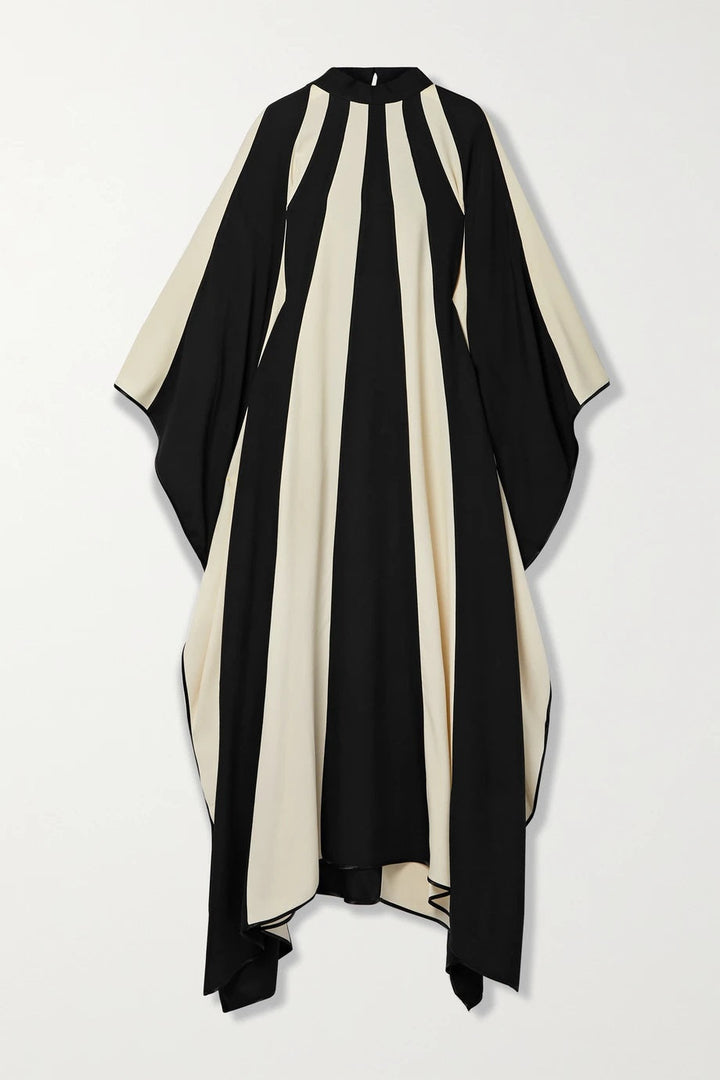 Monochrome Elegance: Satin Silk Kaftan