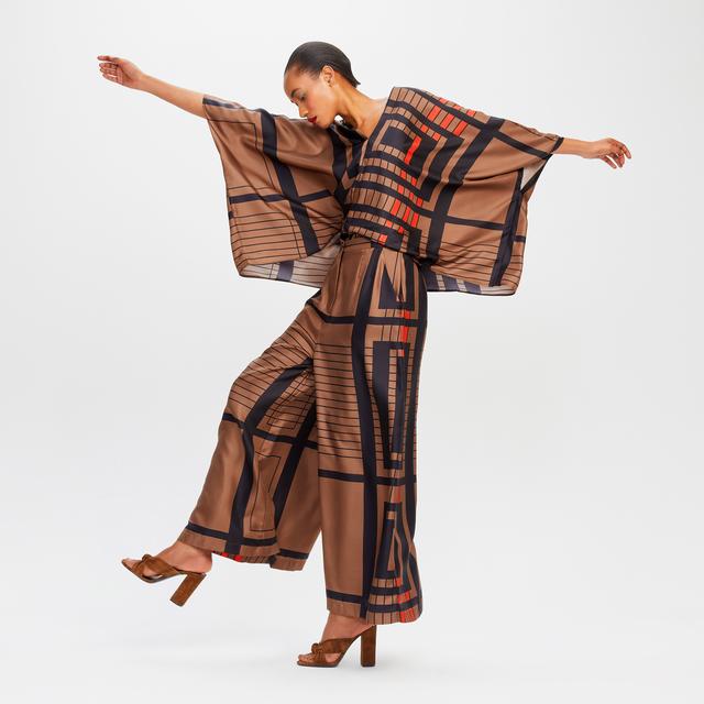 COCOA MAZE CO-ORD SET: BROWN BLISS WITH GEOMETRIC GRACE
