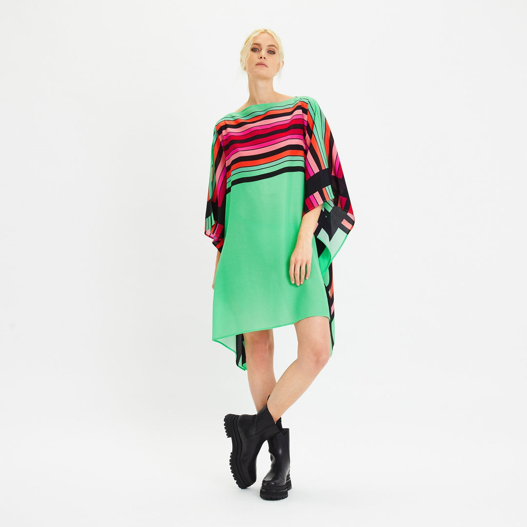 MISTY MEADOW KAFTAN: JADE, SCARLET & PINK SYMPHONY