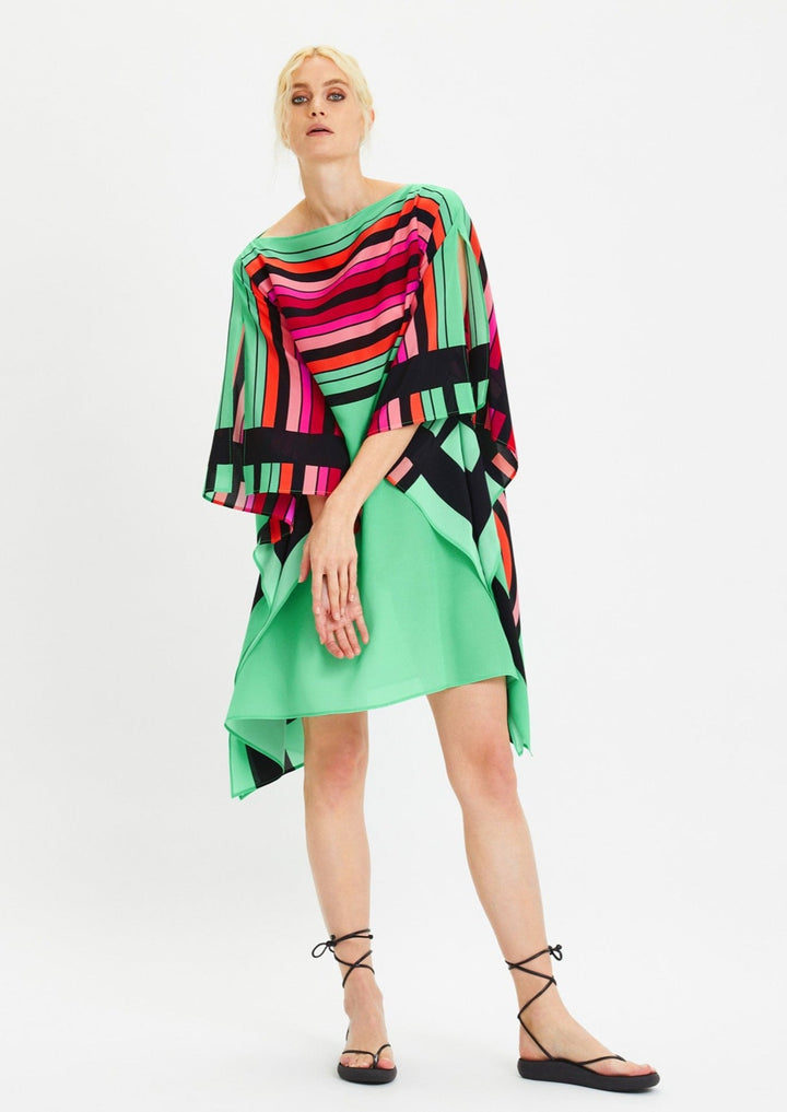 MISTY MEADOW KAFTAN: JADE, SCARLET & PINK SYMPHONY