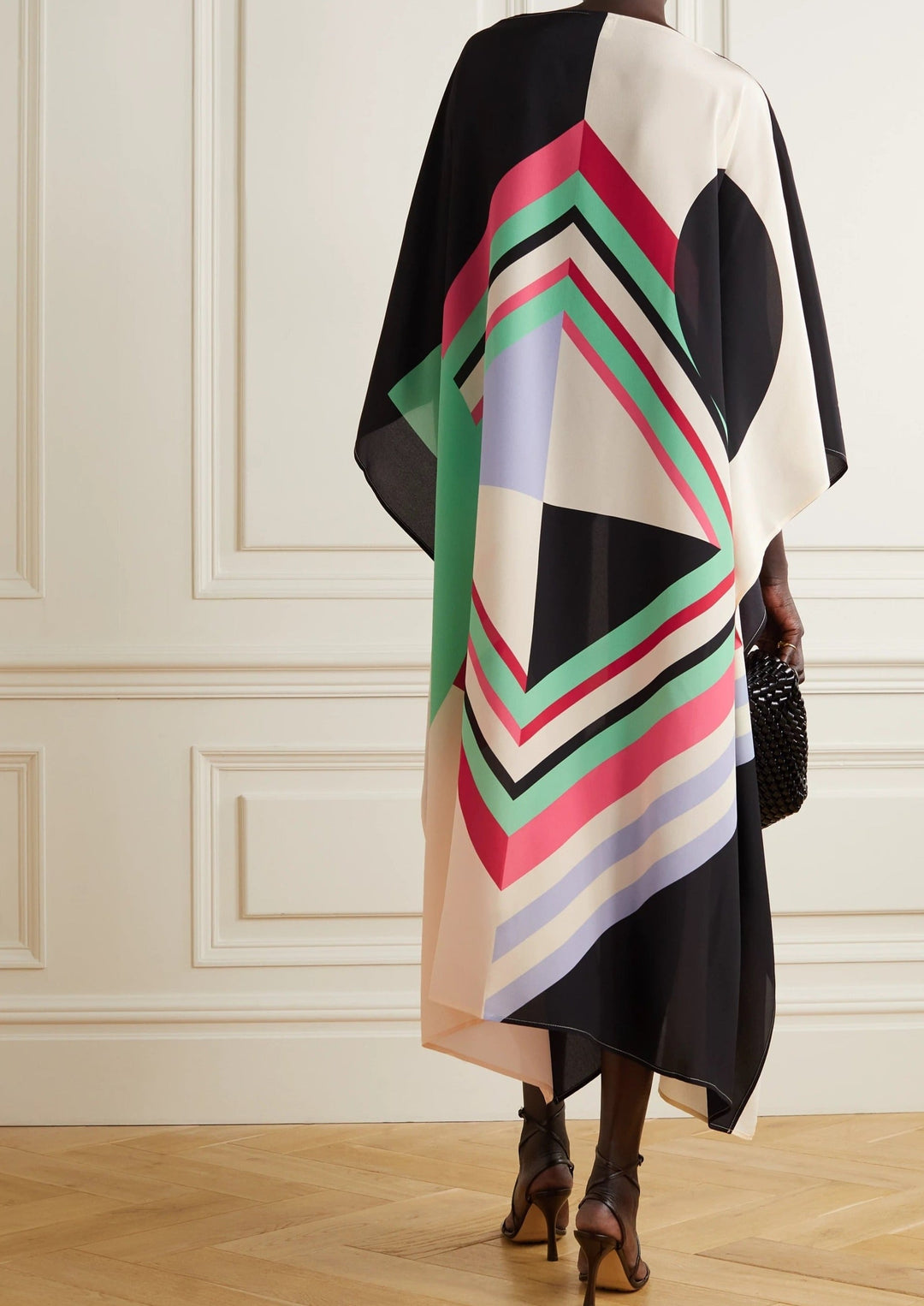 SILK QUILTED: GEOMETRIC PRINT WOMENS KAFTAN