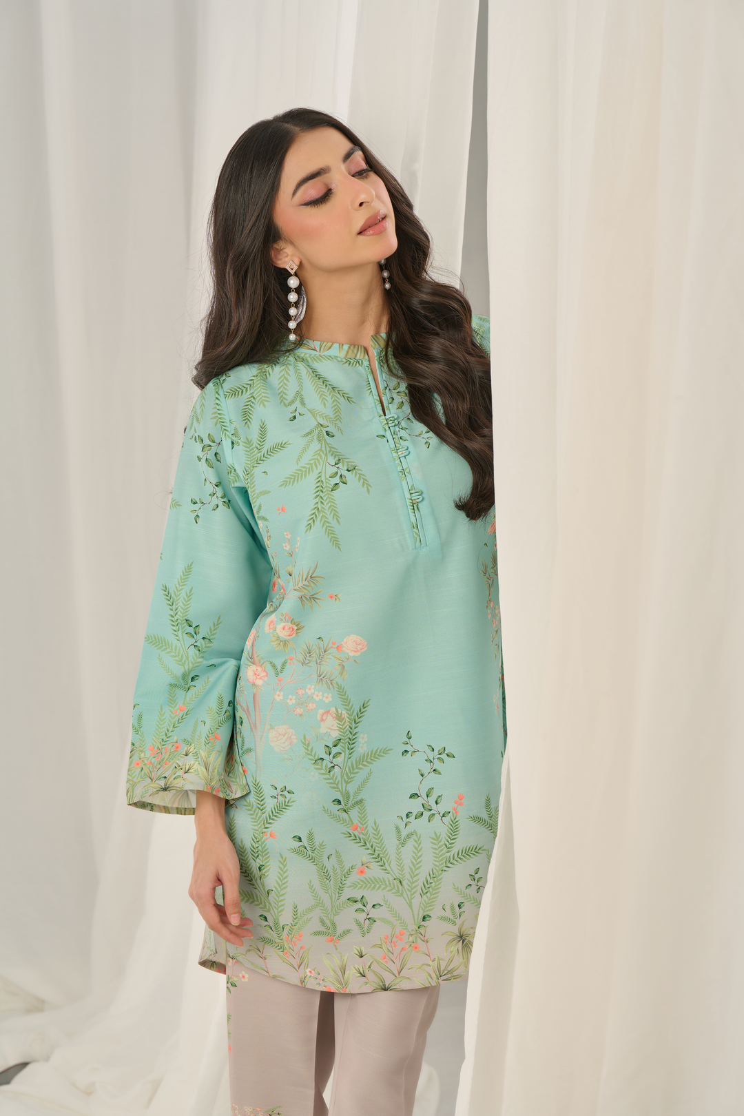 Teal Bloom Kurta Set with Dupatta
