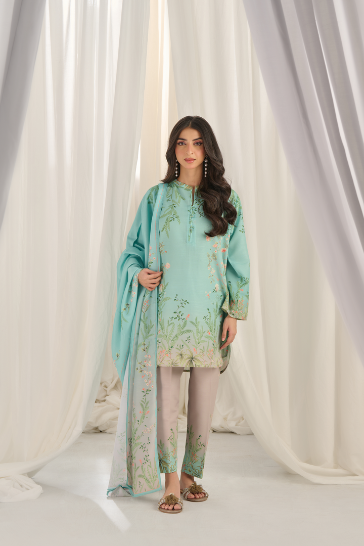 Teal Bloom Kurta Set with Dupatta